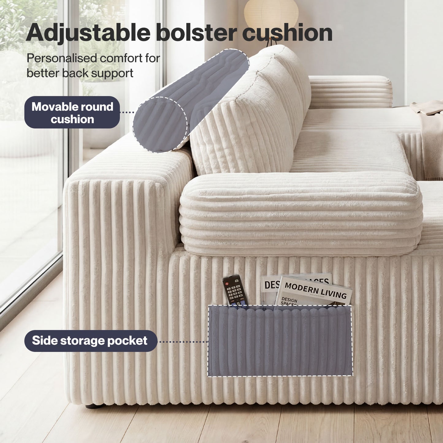 Levede Modular Sectional Sofa Bed 3 Seater U Shaped Convertible Soft Boneless