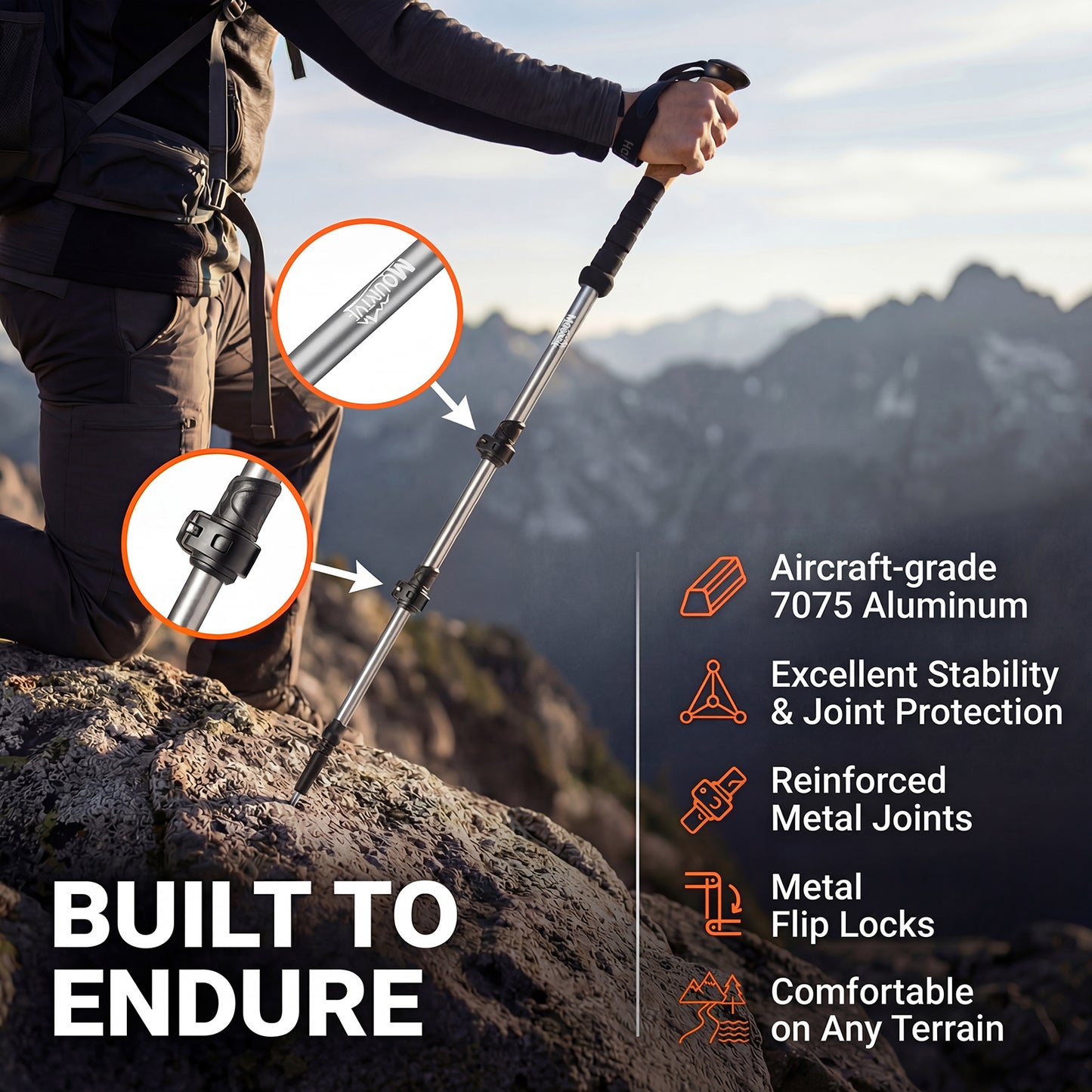 Mountview Trekking Poles Lightweight Walking Poles Hiking Sticks with Cork Grips