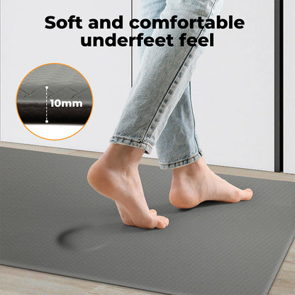 Marlow Kitchen Mat 2Pcs Non Slip Woven Rubber Floor Mat Absorbent Runner Grey