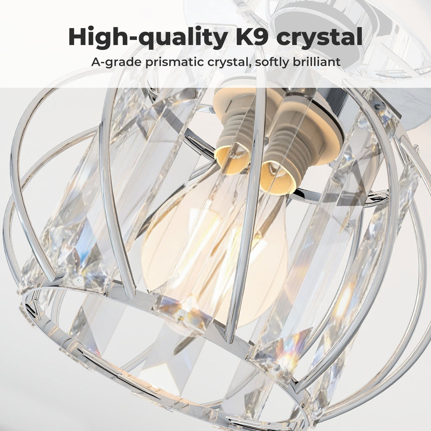 Emitto Crystal Ceiling Light Semi Flush Mount Chandelier Modern Hallway Silver
