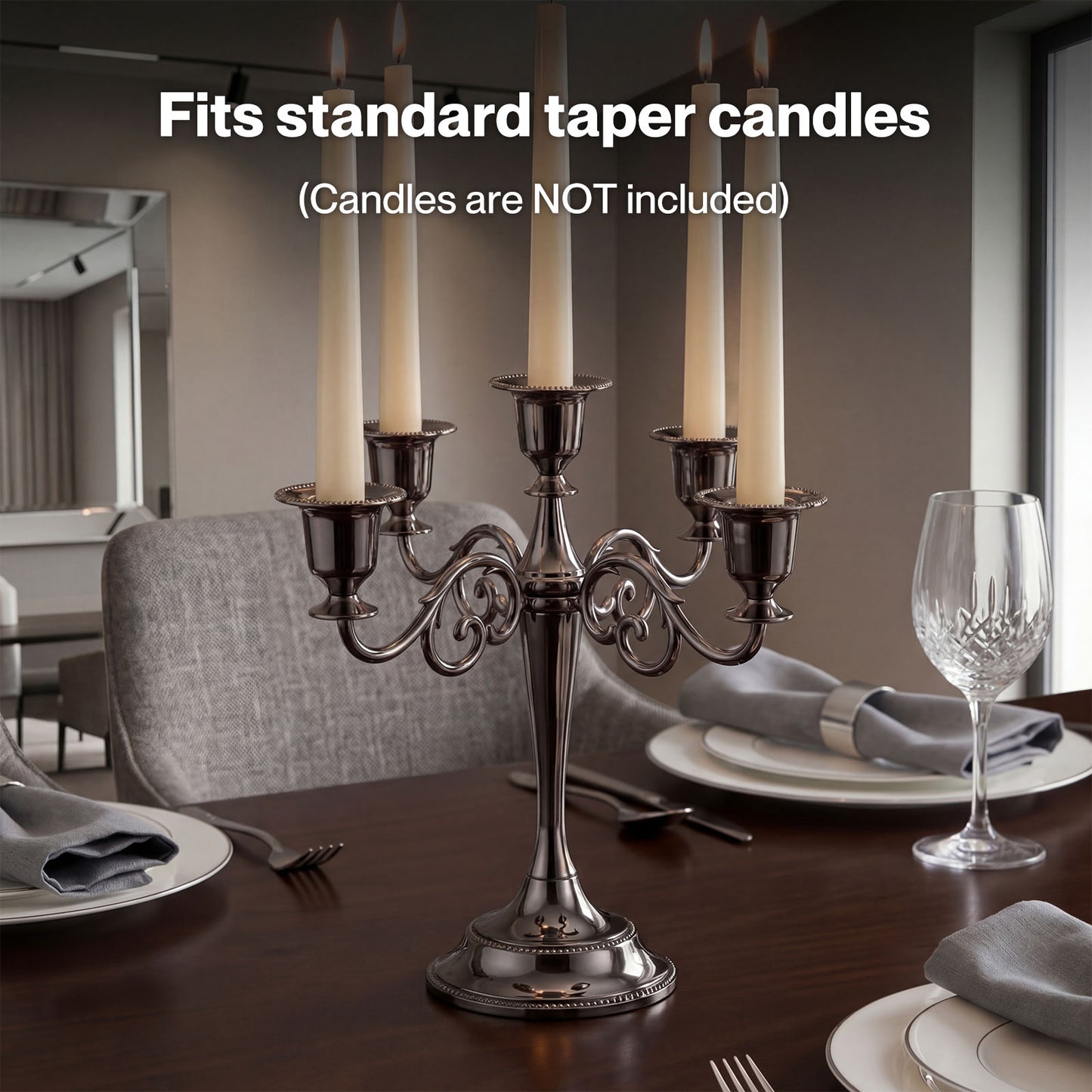 Levede Candle Holder 5 Arm Metal Candelabra Black Candlestick Stand Centerpiece