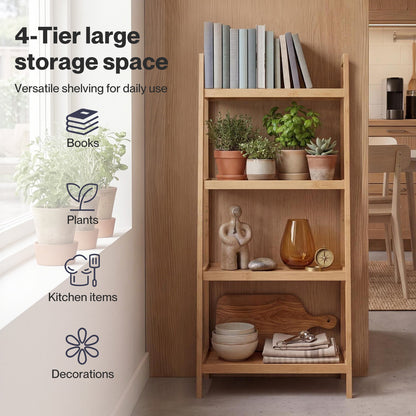 Levede Shelf 4 Tier Space Saving Bamboo Display Cabinet For Living Room Bamboo