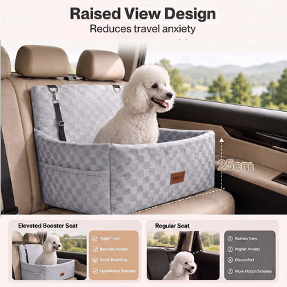 Skylos Large Dog Car Seat Booster Dual-Sided Plush Cool Bed Washable Grey