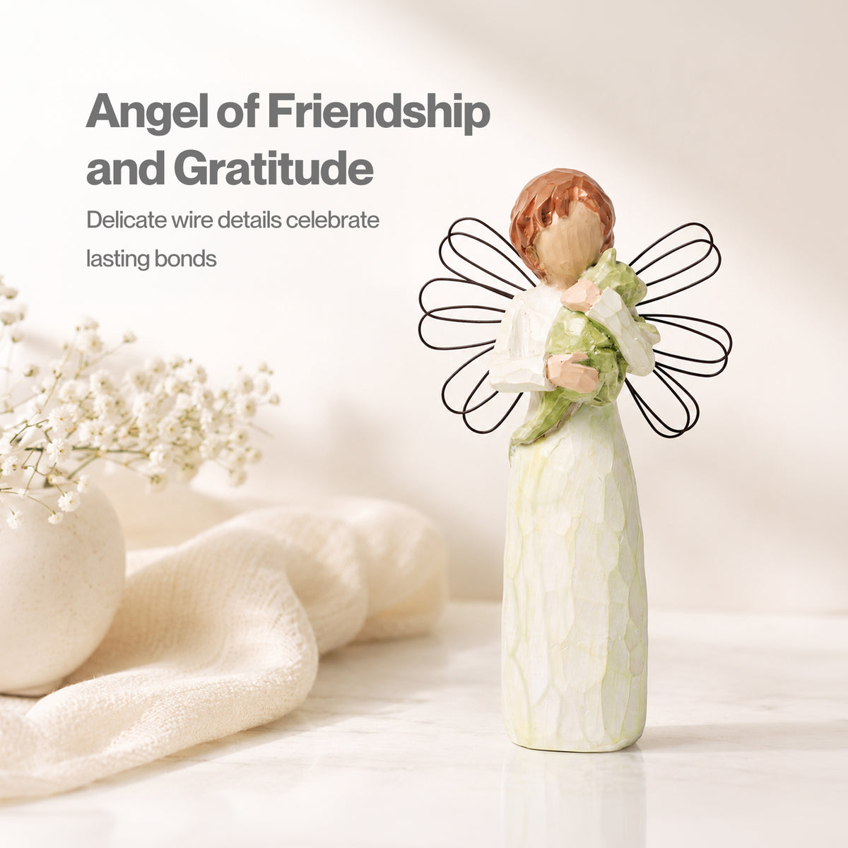 Levede Resin Angel Figurines Friendship Gift for Companionship Display White