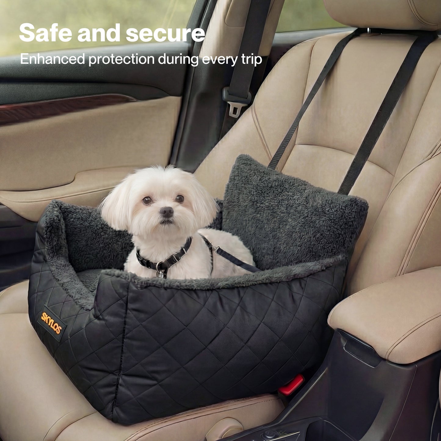 Skylos Dog Car Seat Travel Bed Carrier Pet Booster Seat Basket Portable Puppy