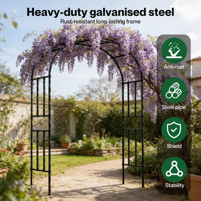 LAMBU 2.4M Metal Garden Arch Trellis Rose Climbing Plant Archway Tubular Frame