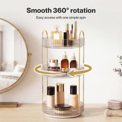 ilus Makeup Organiser 360 Rotating Spinning 3 Tiers Cosmetic Organizer White