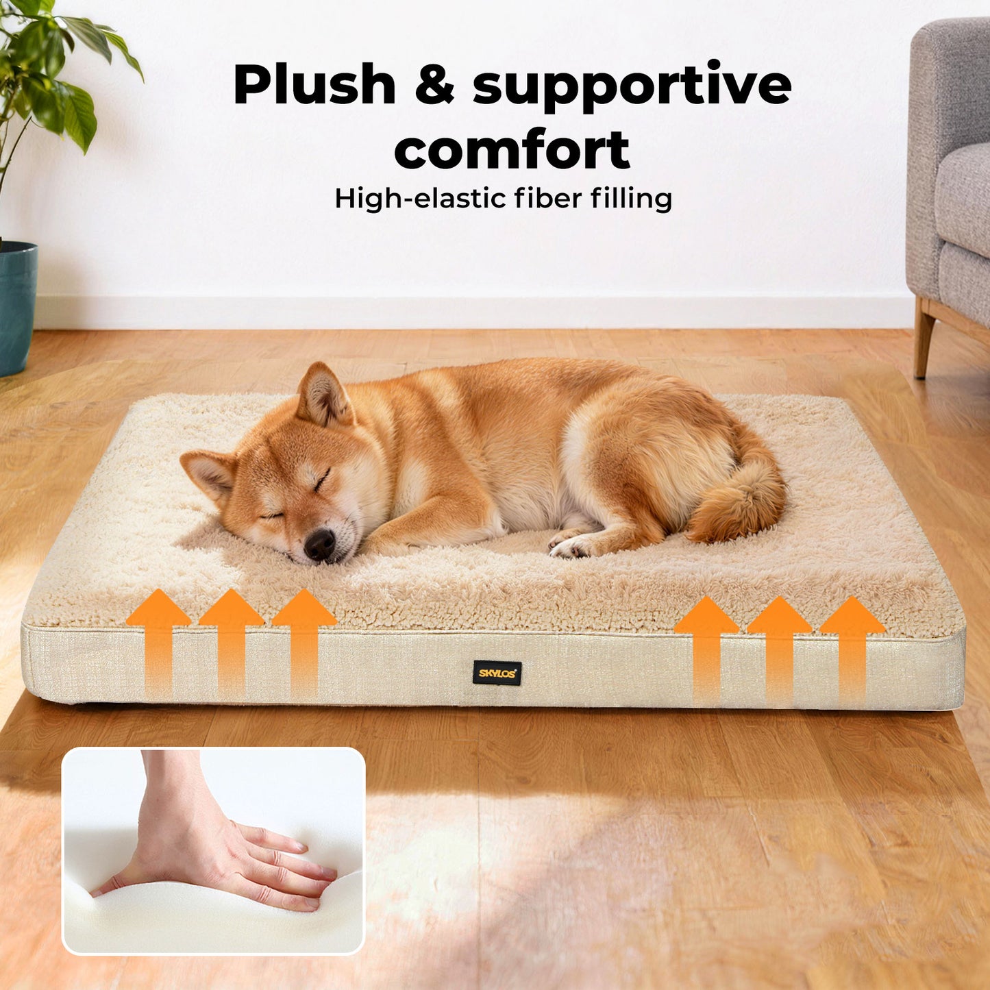 Skylos Pet Bed Orthopaedic Sherpa Fleece Soft Dog Crate Cushion Mat Washable