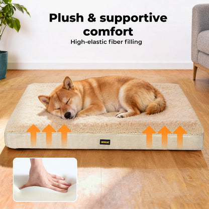 Skylos Pet Bed Orthopaedic Sherpa Fleece Soft Dog Crate Cushion Mat Washable