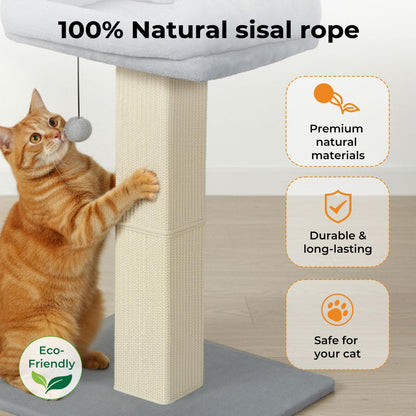 Skylos Cat Tree Activity Centre Scratching Post Kitten Climbing Tower Plush Bed