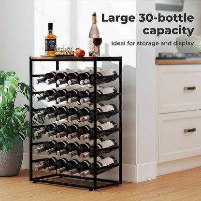 Levede Wine Rack 30 Bottles Free Standing Floor Wooden Top 6 Tiers Wine Shelves