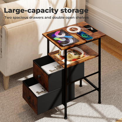 Levede Bedside Table Side Cabinet Storage Nightstand Charging Station 2 Drawers