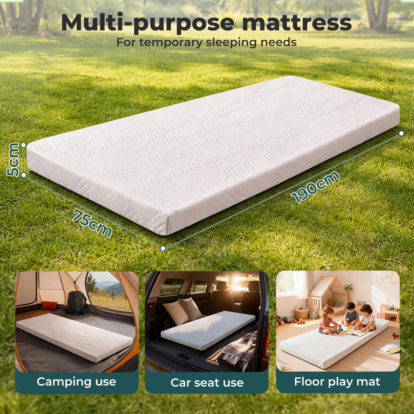 Lavio Camping Mattress Topper High Density Foam Car Floor Roll Bed Mat Portable