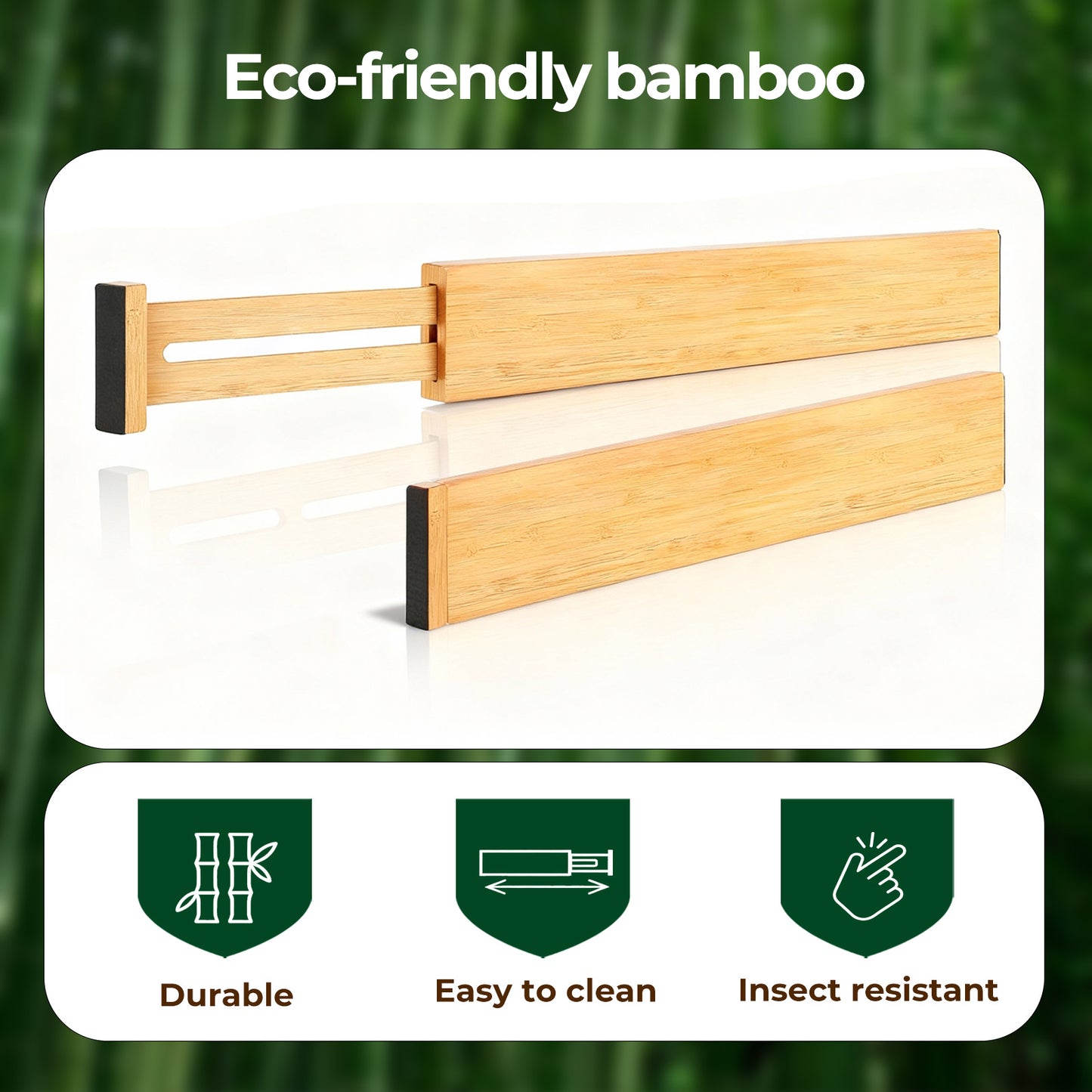 Levede Adjustable Drawer Divider Bamboo 4PC Expandable Organisers Spring Loaded