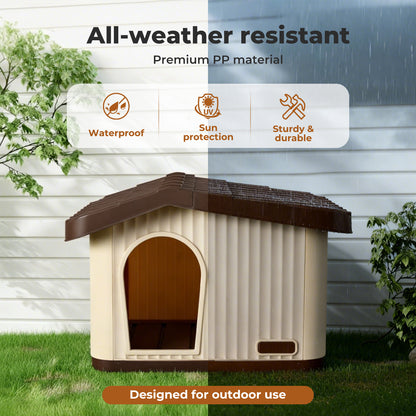 Skylos Plastic Dog House Pet Kennel Shelter for Small Medium Dogs Indoor Outdoor