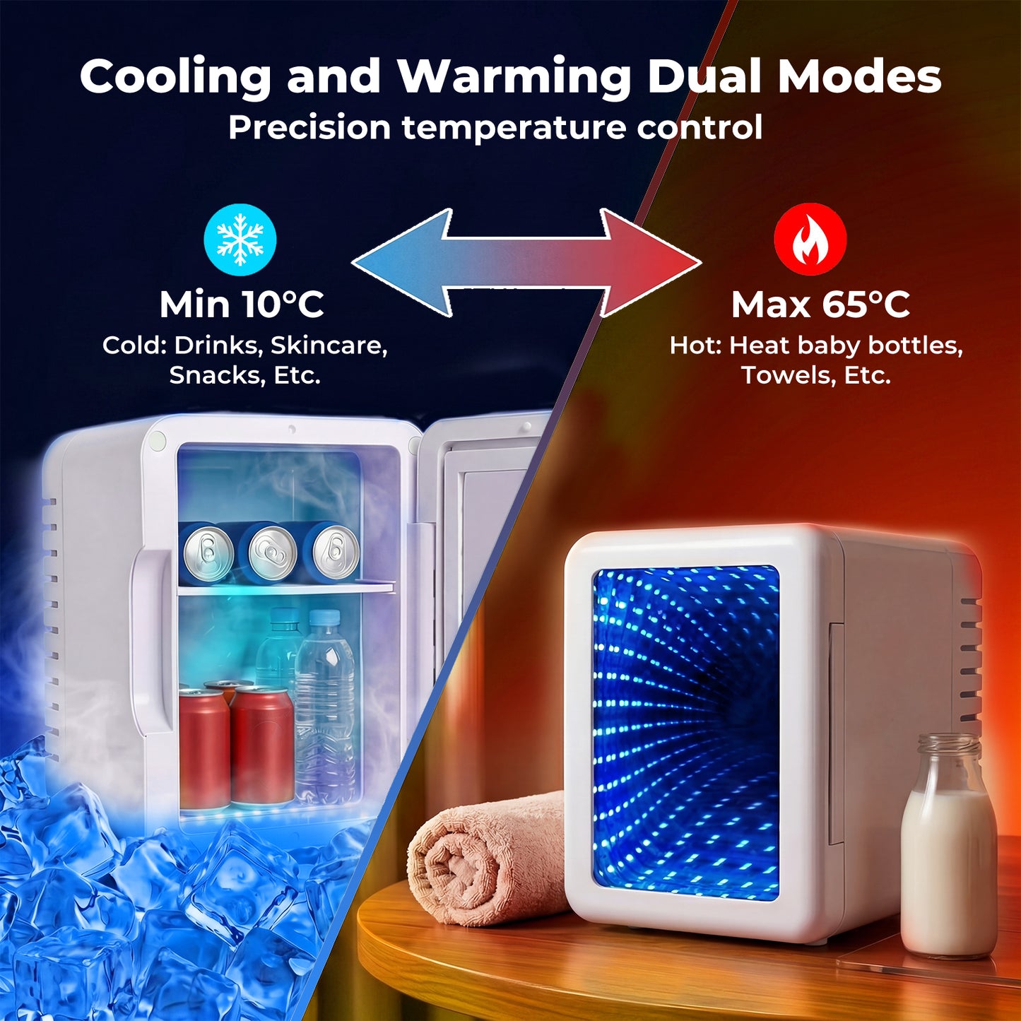 Spector Portable Camping Fridge Freezer  Heat & Cool  7 LED Lights  White