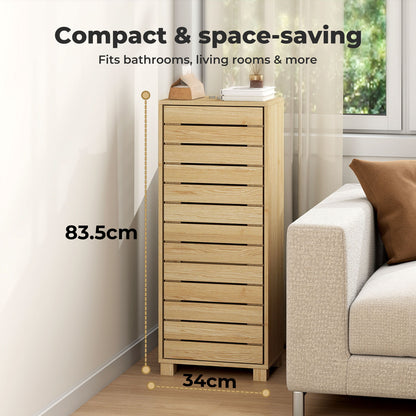 Levede Floor Bathroom Storage Cabinet Handleless Wood Floor Shelf Unit Cupboard