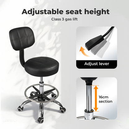 Levede Swivel Drafting Chair Low Back Round Rolling Stool Height Adjustable