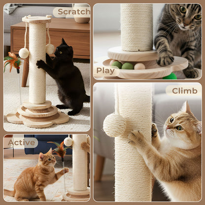 Skylos Cat Scratching Post Strong Natural Sisal Pole 45cm Activity Center Toys