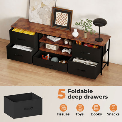 Levede TV Stand Cabinet Entertainment Unit 140cm with 5 Storage Drawers Shelves