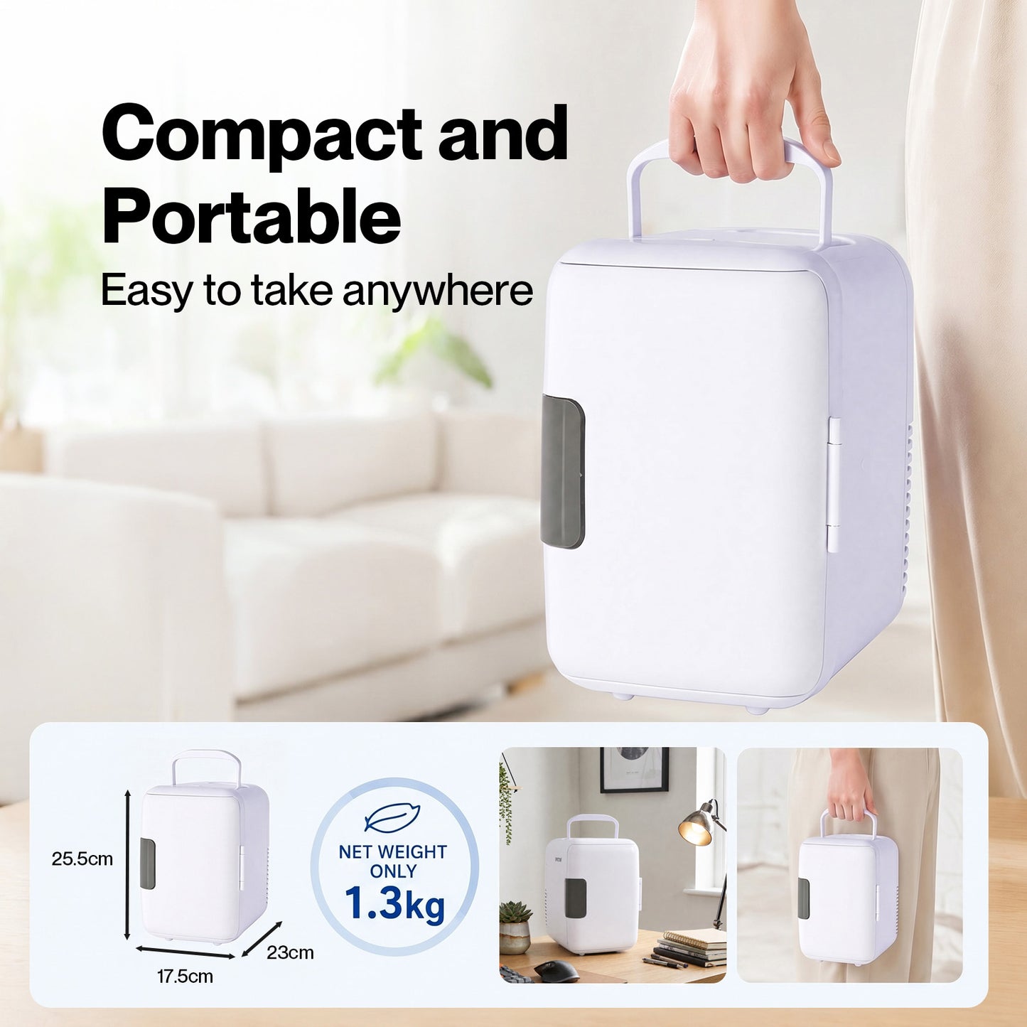 Spector mini fridge portable fridge cooler and warmer PP white