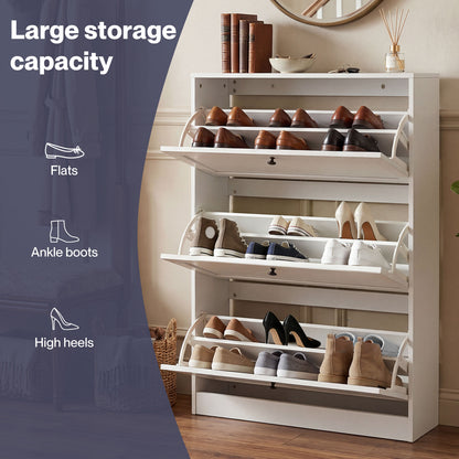 Levede Tall Shoe Cabinet Flip Shoe Storage Unit Slim Hallway Organiser