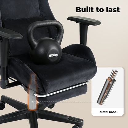 Levede Office Desk Chair Gaming Recliner Adjustable Height with Footrest Black