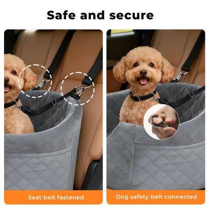Skylos Dog Booster Car Seat Safe Puppy Travel Carrier Bed Bag Basket Pet Grey