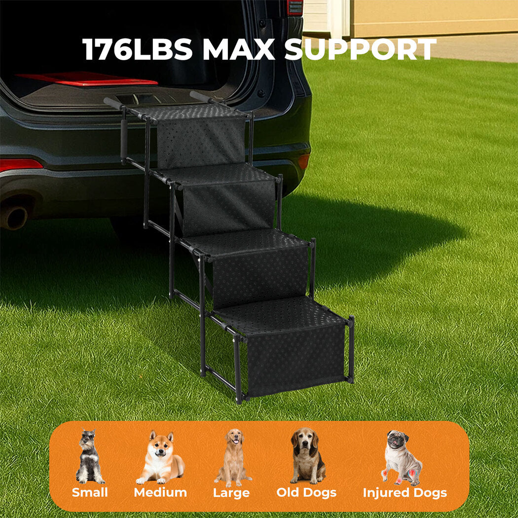 Skylos Pet Stairs Dog Ramp 4 Soft Steps for Car SUV Booster Foldable Portable