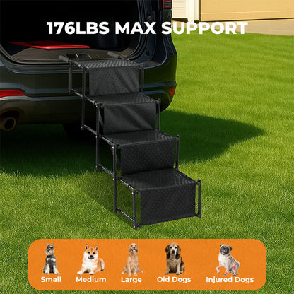 Skylos Pet Stairs Dog Ramp 4 Soft Steps for Car SUV Booster Foldable Portable