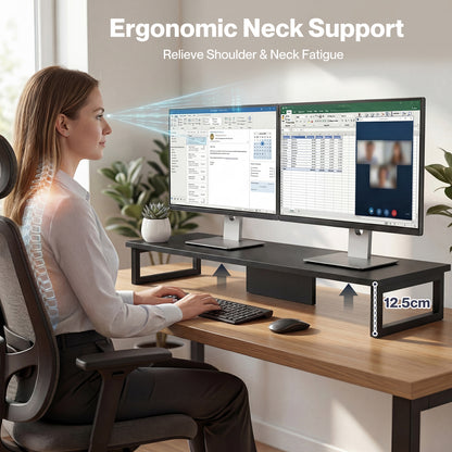 Levede Computer Monitor Stand Riser Office Dual Screen Shelf Desktop Organiser