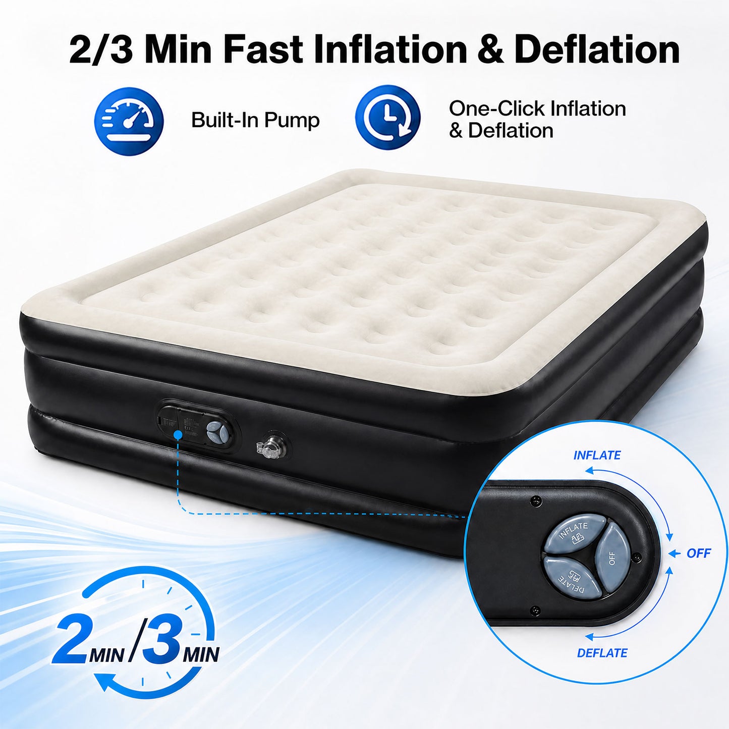 Lavio Air Mattress Built in Pump King Single Size High Raised Inflatable Air Bed