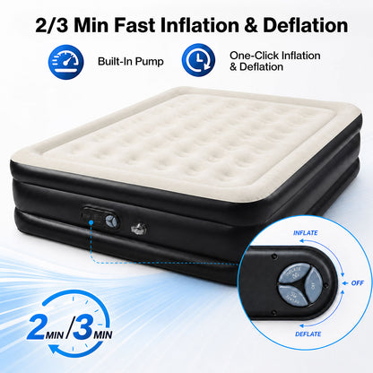 Lavio Air Mattress Built in Pump King Single Size High Raised Inflatable Air Bed