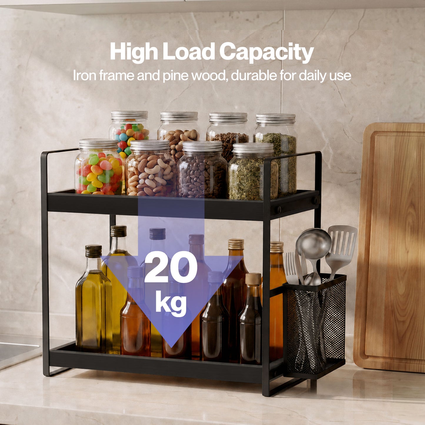 Levede Bathroom Organiser Countertop 2 Tier Perfume Skincare Storage Shelf Black