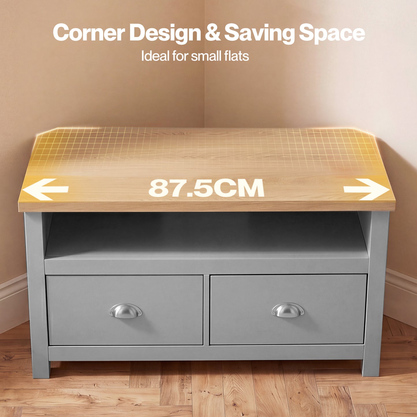 Levede Corner TV Stand Small TV Cabinet with Storage Drawer Entertainment Unit