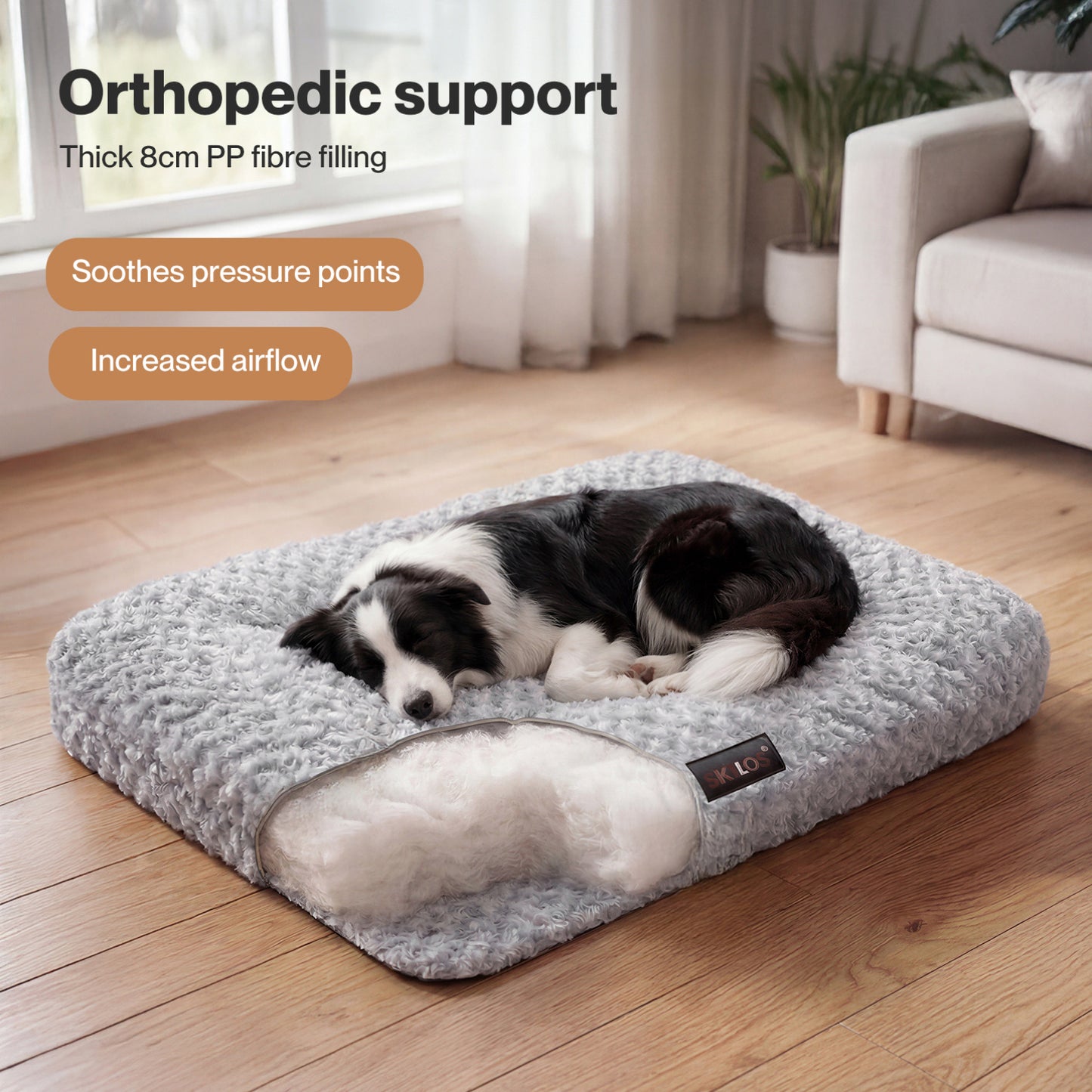 Skylos Dog Bed Soft Velvet Non-Slip Pet Crate Keneel Mattress Mat Small Large