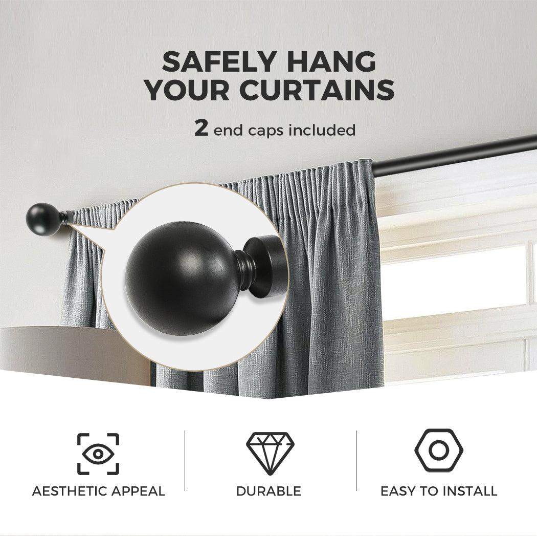 Marlow Steel Curtain Rod Quiet Rail Pole Set Extendable Adjustable Home Hotel