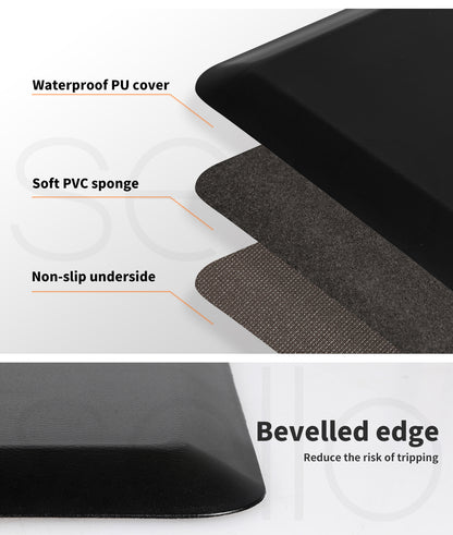 Marlow Anti Fatigue Mat Standing Desk Rug Kitchen Home Office Foam Black 50x80