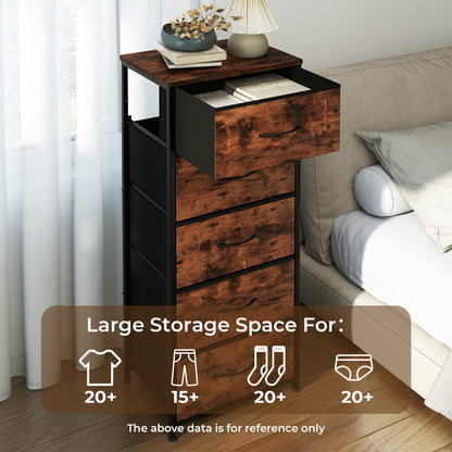 Levede Chest of Drawers Vintage Wood 5 Drawer Bedroom Storage Organiser Brown