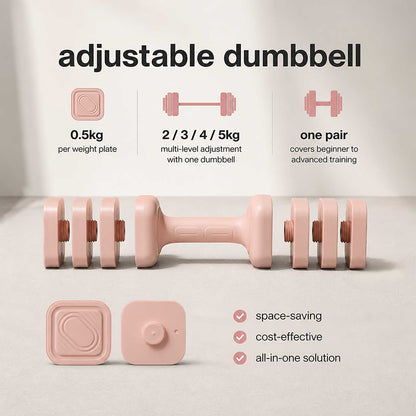 Centra Adjustable Dumbbells Set 2-5Kg Quick Lock for Home Workouts Pink 2Pc