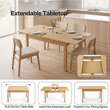 Levede Extendable Dining Table Oak Modern Rectangular Kitchen Table 4-6 Seat