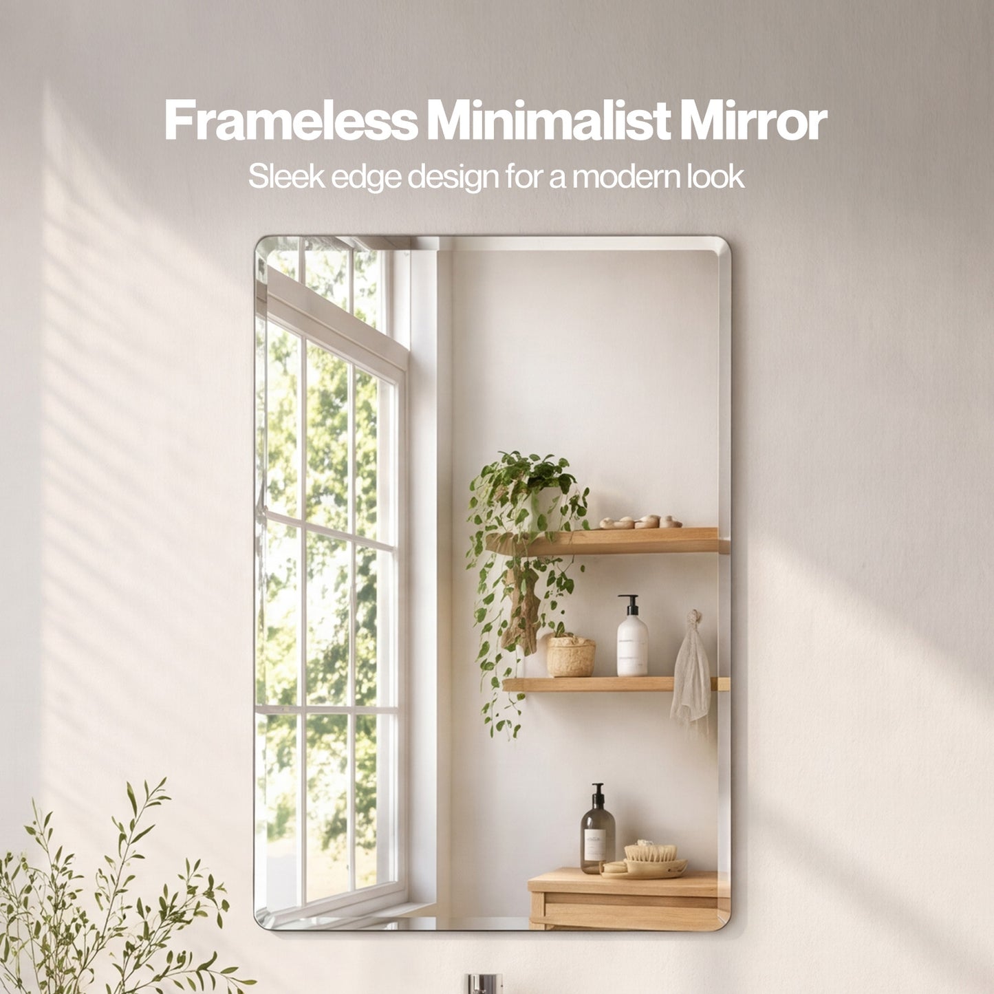 Yezi Wall Mirror Tempered Glass HD Make Up Mirror Vanity Bathroom 45x60cm