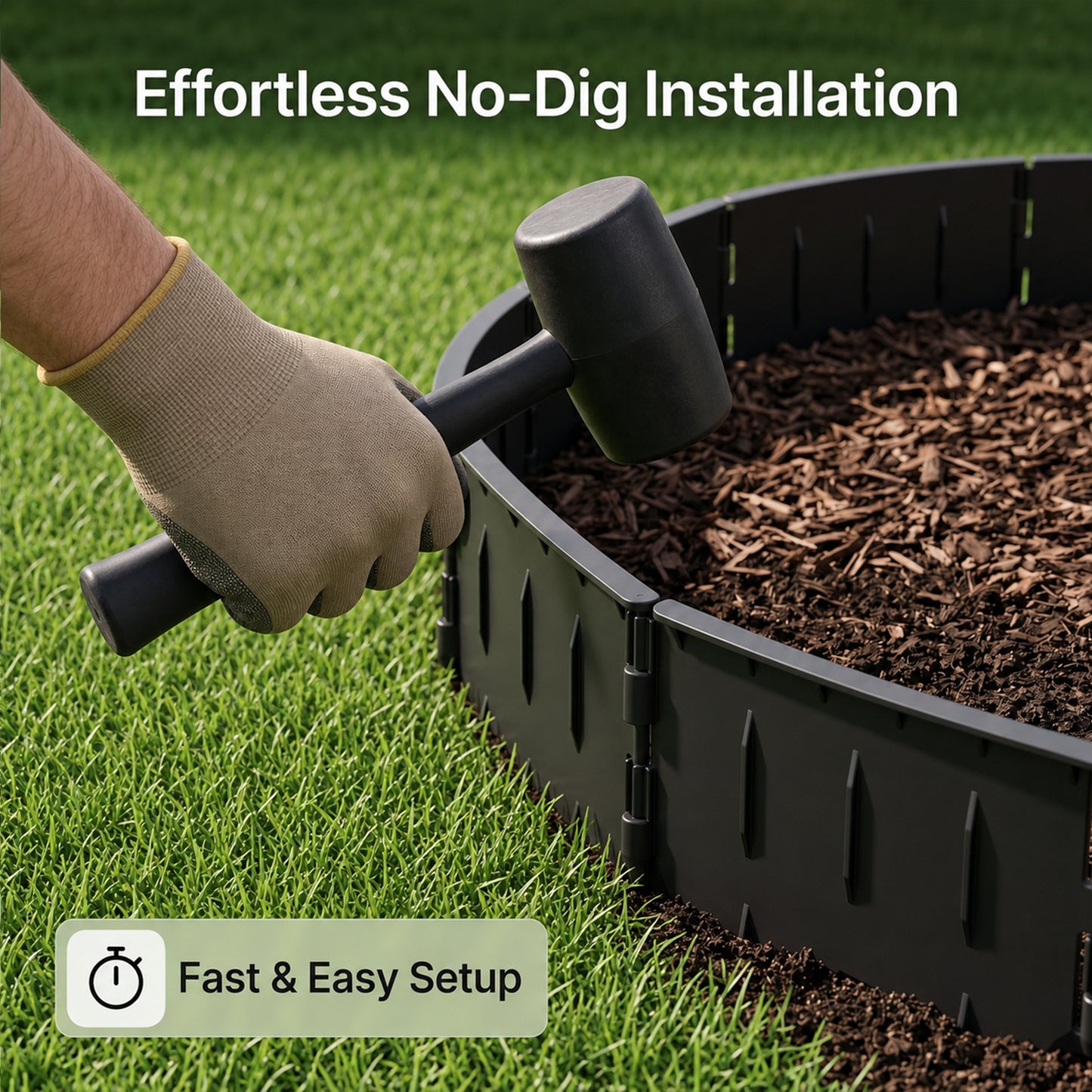 Lambu Lawn Edging  Garden Edging Border  Flexible PP PE Modular Black  178pc