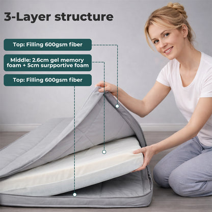 Lavio Folding Floor Mattress Bed Topper Single 10cm Roll Up for Caravan Camper