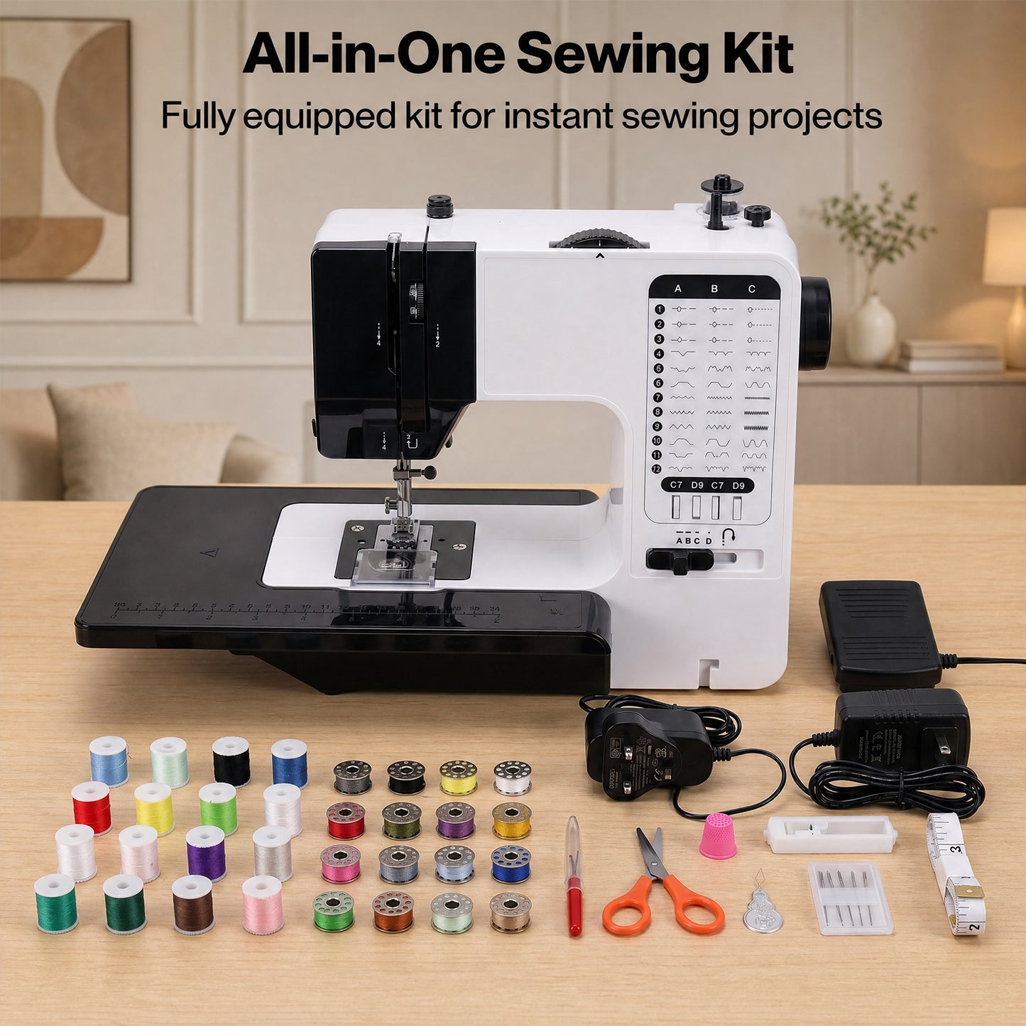 Spector Mini Sewing Machine Portable Electric Household DIY Sewing Kit Pedal