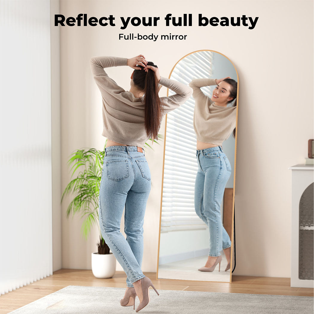 Levede 165cm Full Length Free Standing Floor Mirror Arched Decor Golden Frame