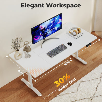 Levede Electric Standing Desk  Adjustable Height Workstation Metal Frame White