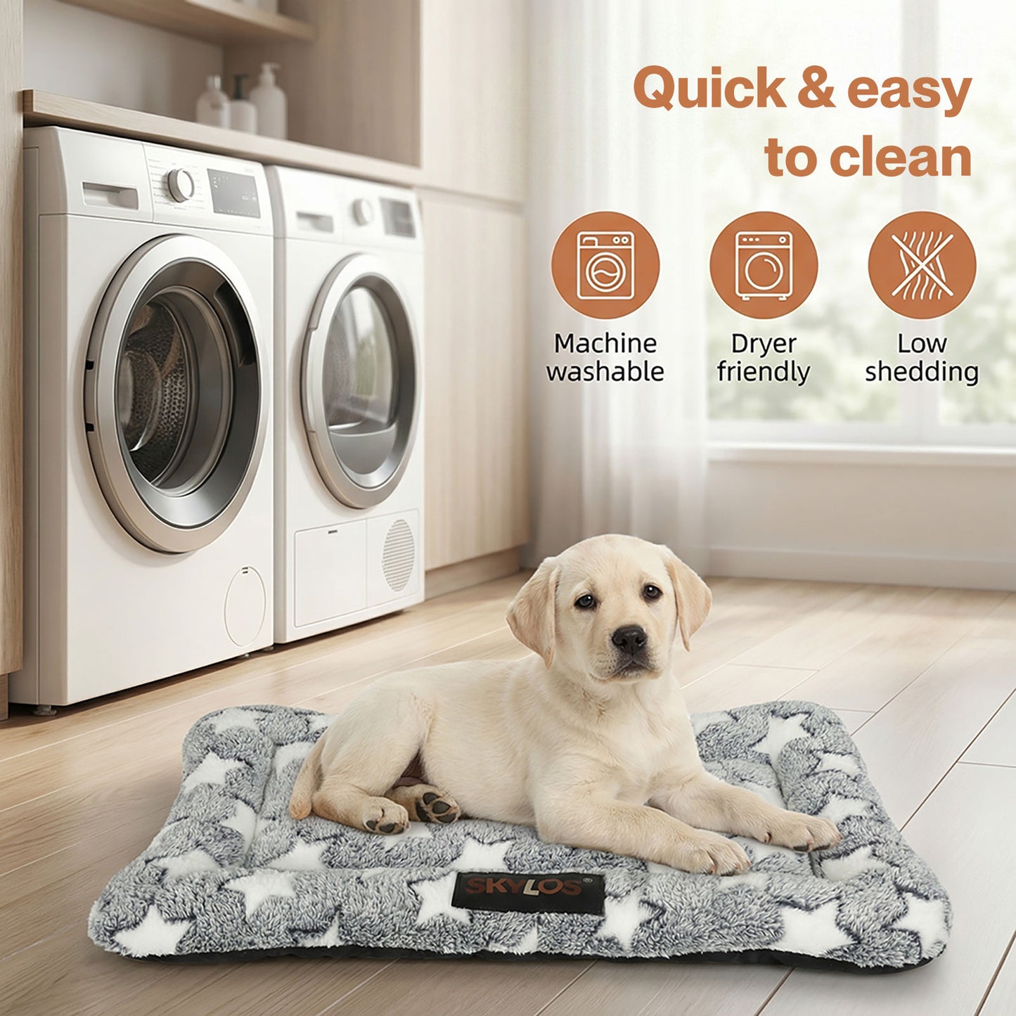 Skylos Dog Bed Pet Cat Cushion Crate Mat Arctic Fleece Extra Large Anti-slip