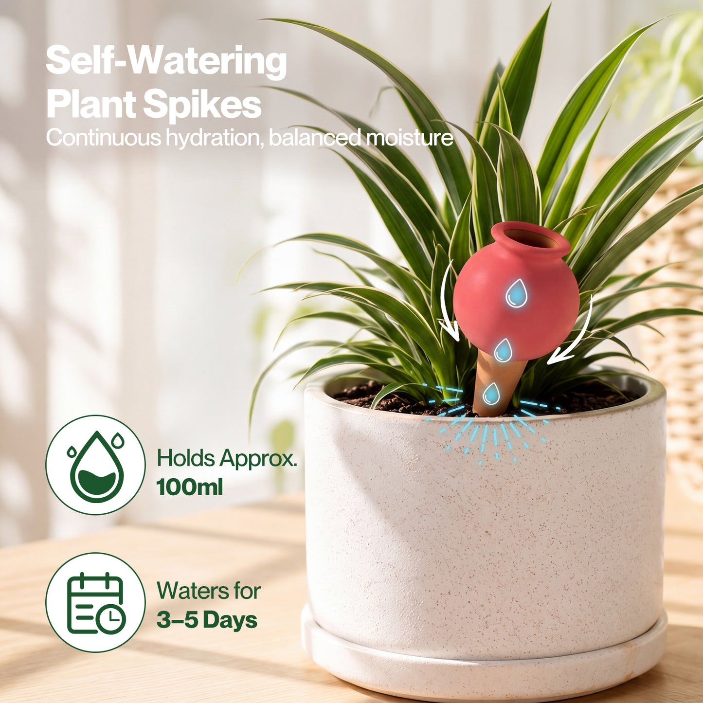 TOQUE 8 Pack Terracotta Self Watering Spikes Plant Automatic Watering Globes
