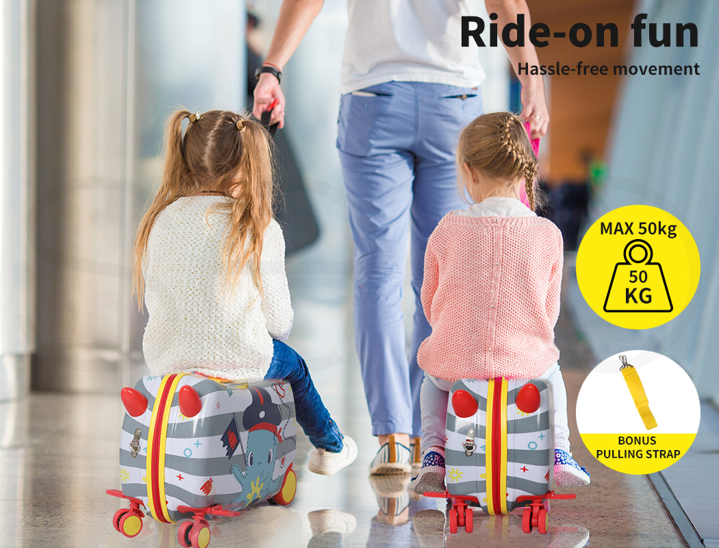 Dekko 17' ' Kids Luggage Ride On Suitcase on Wheel with Scooter for Travel Seat